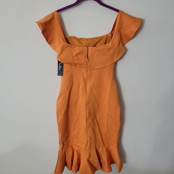 Lulu's Confidence Boost Orange Off-the-Shoulder Bodycon Midi Dress NWT - Picture 4 of 10